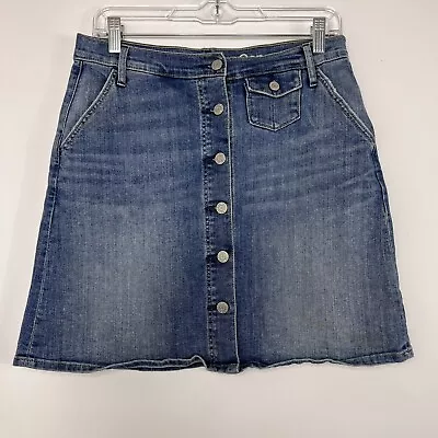 Gap Jean Skirt Women's Size 27 Button Down Denim A-Line Above Knee Stretch • $9