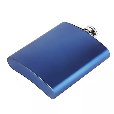 Stainless Steel And Stitched Blue Glossy Design Hip Flask Set For 8oz (280ml) • $41.80