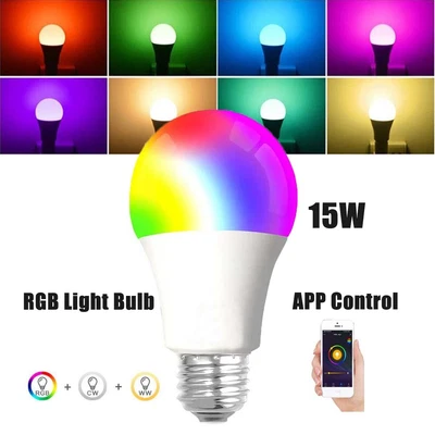 $10.44 • Buy E27 Smart RGB LED Light Bulb Globe Lamp 15W For Alexa Google Home WIFI Control