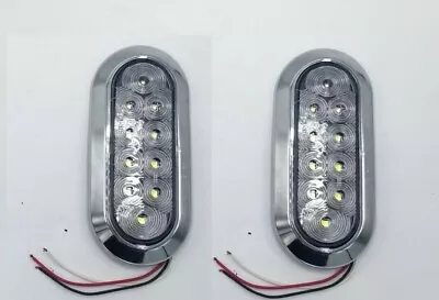 TWO - 6” Oval White/Clear Flange Surface Mount Reverse Light 10LED Chrome Bezel • $42.99