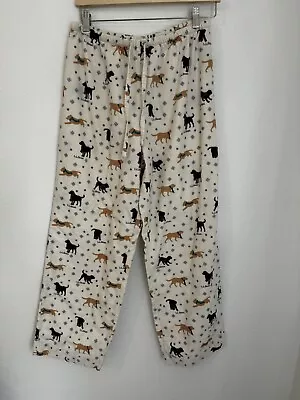 Lands End Womens Flannel Pajama Pants M Holiday Winter Dogs Snowflakes Retriever • $16.99