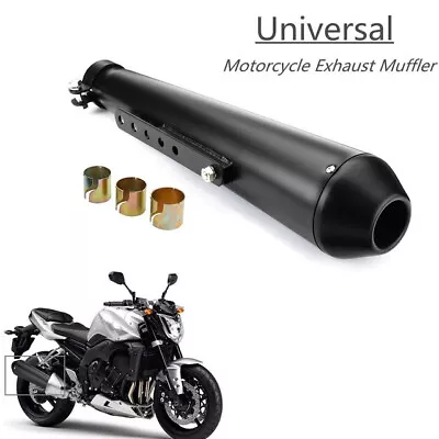 Universal Motorcycle Exhaust Pipe Muffler Silencer For Harley Racer Cafe Black • $44.88