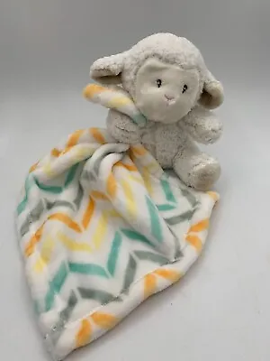 Little Miracles Lovey Chevron Stripes Sheep Lamb Security Blanket Plush Yellow • $14.95