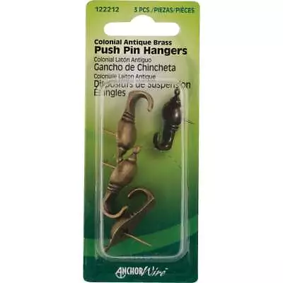 Hillman Anchor Wire Antique Brass Colonial Decorative Push Pin Hanger (3 Count) • $9.04