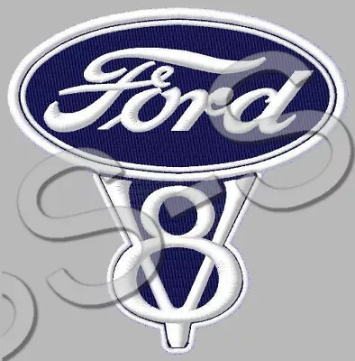 FORD V8 EMBROIDERED IRON/SEW ON PATCH ~4-1/4  X 4-1/4  MUSTANG F150 F250 BRONCO • $13