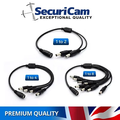 DC Power Splitter Cable 1 4 & 8 Way Adapter For SWANN Hikvision Yale CCTV System • £1.99