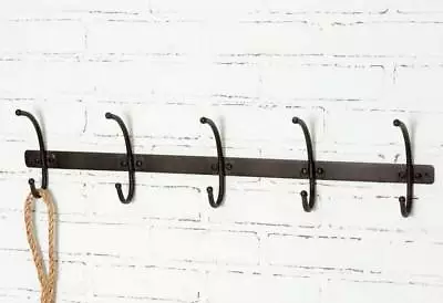 Uniontown Coat Rack 10 Hooks Distressed Metal Brown Foyer Mud Room Farmhouse • $34.99