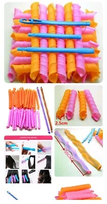 £5.99 • Buy 20X 55CM Magic Long Hair Curlers Curl Leverage Rollers Spiral Styling Tool +Hook