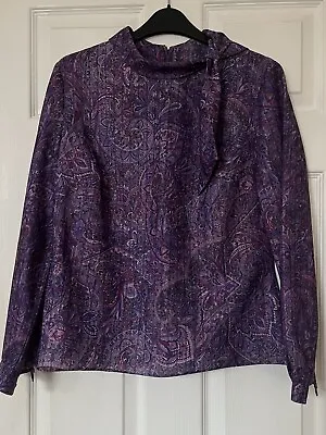 VTG Purple Paisley Blouse Top 70s Collar Small Psychedelic • £20