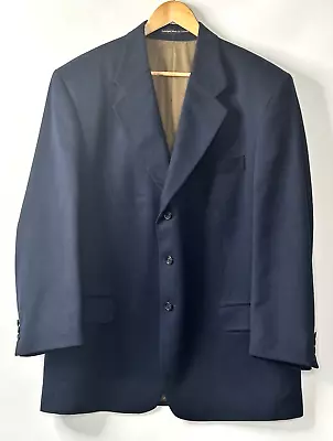 Verona Mens Blazer Sports Coat Micro Suede 3 Button Pockets Lined Navy Size 46R • $59.99