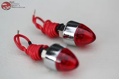 Red Mini LED Bullet License Plate Frame Tag Fastener Bolts Chopper Bobber Pair • $19.71