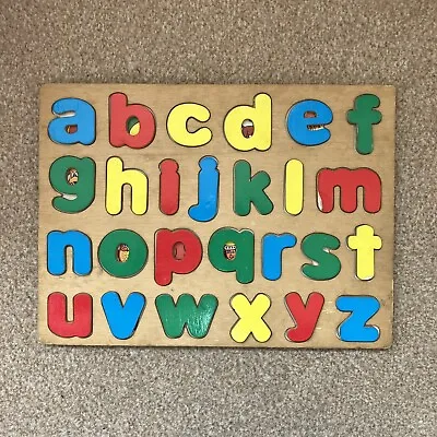 Children Kids Alphabet ABC Lower Case Wooden Jigsaw Vintage Antique Old Letters • £18