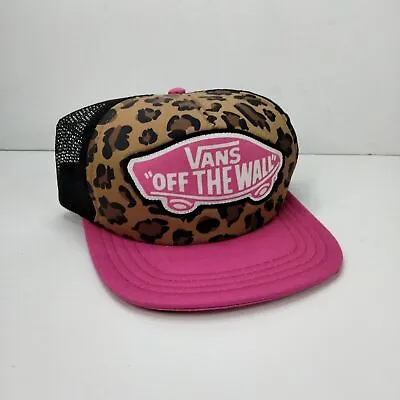 Vans Pink Leopard Black Snapback Trucker Hat Adjustable Cap RARE HTF Unisex  • £21.20
