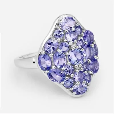 925 Sterling Silver 5x3MM Oval Natural Tanzanite Gemstone Cocktail Women Ring • £42.38