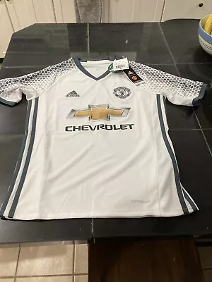 Youth Adidas Climacool Manchester United Football Soccer Jersey M White/gray Nwt • $39.99