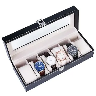 Leather 6 Slots Wrist Watch Display Box Storage Holder Organizer Case • $23.29