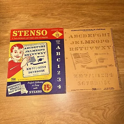 Vintage 1956 Stenso Lettering Guide #12 1/2 Roman Letters And Numbers Stencil • $13.99