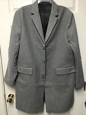 H&M Grey Wool Blend Single Breasted Coat Large | NEW NEVER WORN • $54.95