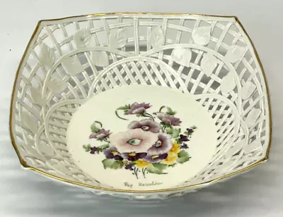 VTG Ramex Bone China Porcelain Lace Candy Dish Painted Floral Gold Cluj Romania • $18.95