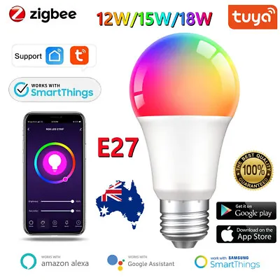 $20.26 • Buy E27 Zigbee3.0 Smart Light Bulb RGB+CW 18W Smart Life APP For Alexa Google Home