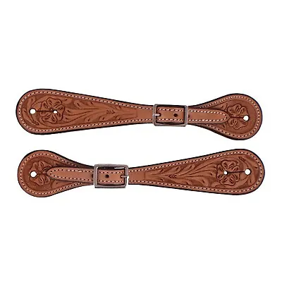 NEW Showman Men's Argentina Cow Leather Spur Straps With Floral Tooling • $22.87