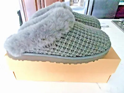 Nwob  Ugg Cozy Knit Grey Shearling Lined Slipon Slippers Us 10/ Eu 41 / Uk 8 • $105