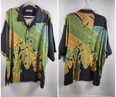 TOMMY BAHAMA Mens 100% Silk Shirt XL Gorgeous Colors With Leaf Print • $69