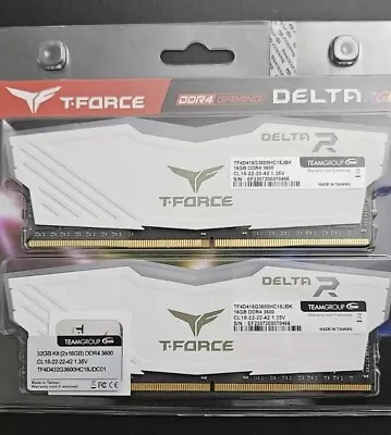 TEAMGROUP T-Force Delta White RGB DDR4 32GB (2x16GB) 3600MHz • $74.98