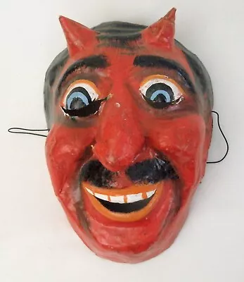 Vintage Devil Satan Mexican Dance Mask Papier Mache Hand Made Hand Painted • $19.95