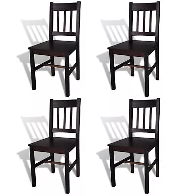 4x Dining Chairs Pine Wood Brown Kitchen Smooth Furniture Comfort T1K9 • £352.99