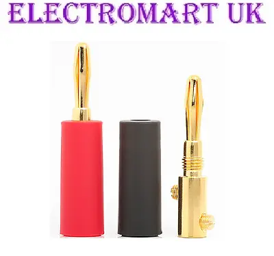 2 X 4mm Speaker Loudspeaker Gold Banana Plugs Cable Wire Screw Terminals • £2.90