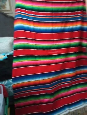 Colorful Vintage Saltillo Blanket Vintage Serape Vintage Mexican Wool 82x57” • $49.60