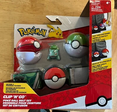 $19.50 • Buy Pokemon Bulbasaur With Premier Ball & Poke Ball Clip 'n' Go Poke Ball Belt Set