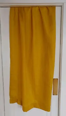 Vintage Curtains Weave Panel Retro Yellow Mustard Hook Ready Pleated • $17.99