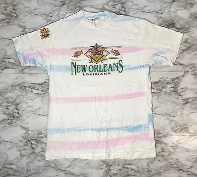 Vintage New Orleans T Shirt Mens Large White Single Stitch Airbrush 90s  • $29.99
