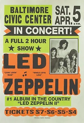 $4.99 • Buy Led Zeppelin Reproduction 4  X 6  Mini Concert Poster Free Top Loader  #3