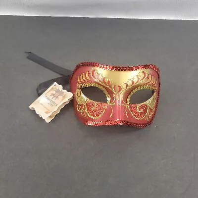 Mardi Gras La Maschera Del Galeone Italy Hand Painted Mask New With Tags Red • $19.99