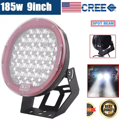 9inch 185W CREE LED DRIVING LIGHT OFFROAD ROUND SPOTLIGHT WORK AUTO LAMP 4WD • $94.95