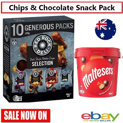 Red Rock Deli Chips & Maltesers Chocolate Bucket Snack Pack Dessert Treat Chips • $26.50