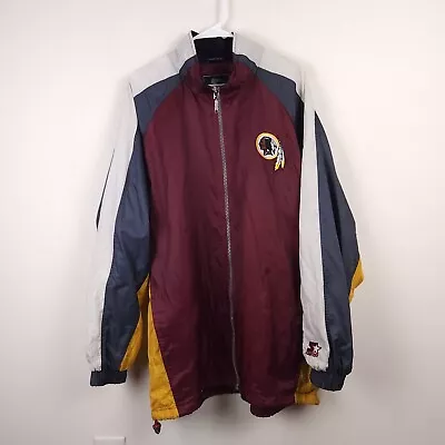 Vintage Starter Jacket Washington Redskins Men Large Burgundy 90s Windbreaker * • $49.99