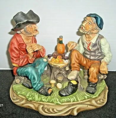Vintage Two Sitting Cowboy Figurines Outside By Campsite • $12.75