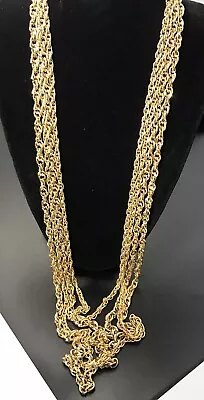 Vintage Crown Trifari Gold Tone Multi Strand Long Chain Necklace.  #1145 • $39.95