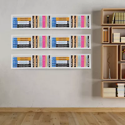 3x Floating Media Storage Cabinet Wall-Mounted Shelf Racks DVD Organizer Shelf • $49.40