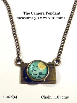 PENDANT NECKLACE - CAMERA PENDANT -  I LOVE YOU TO THE MOON & BACK .......sm0834 • £5