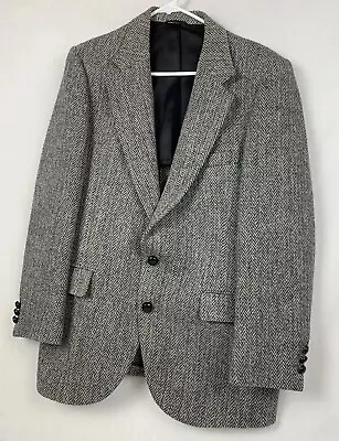 Harris Tweed Men's Blazer Sport Coat Two Button Wool Jacket Herringbone Medium • $59.99