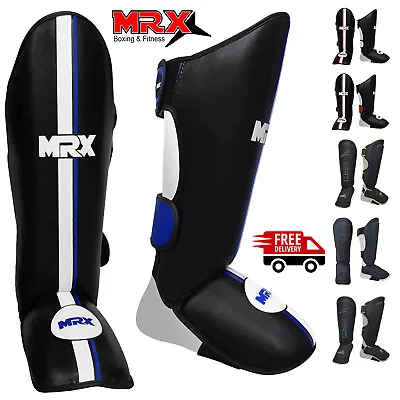 MRX Shin Guards Pads For Boxing MMA Muay Thai Extra Padding With Deluxe Embossed • $34.99