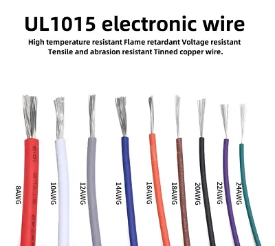  8-24AWG UL1015 Electronic Wire Eco-friendly Tinned Copper Electronic Wire Leads • $8.79