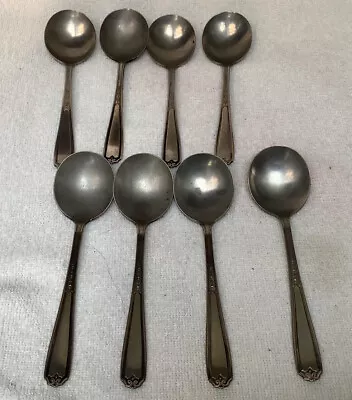Antique NS Co National Silver Nineteen Pattern EPNS Silverplate 8 Soup Spoons • $9.99
