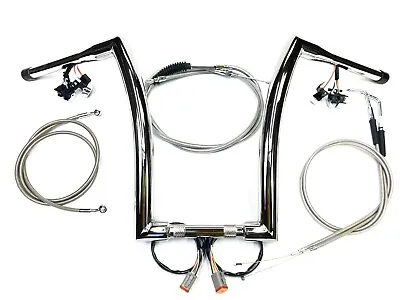 16 X 1.5   Pre Wired  Chrome Ape Hanger Handlebar Kit 96 - 06 Harley Heritage ST • $495