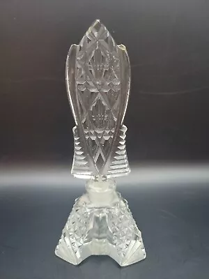 Stunning Vintage Hand Cut Crystal Glass Perfume Bottle 5.9  X 2.5  Pyramid  • $32.40